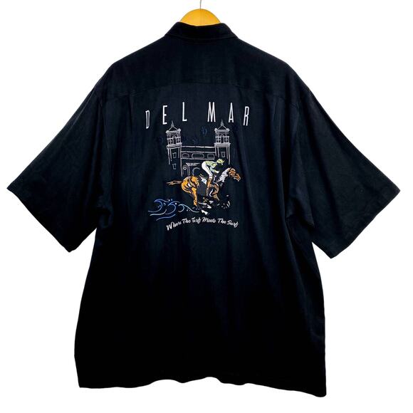 Go Barefoot Del Mar Shirt Men's Size Large Black Where The Turf Meets The Surf - Picture 3 of 11